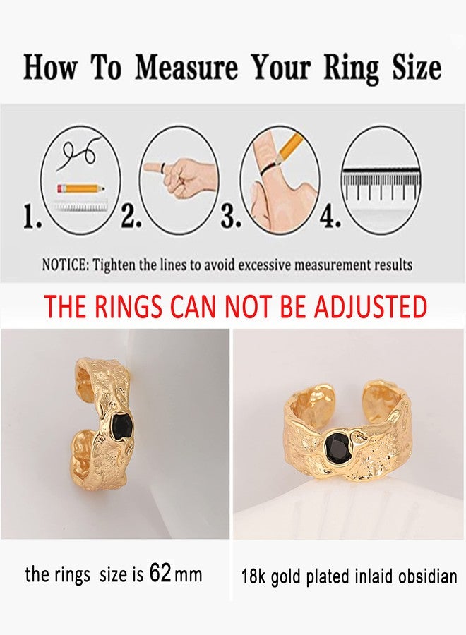 SOFYBJA 18K Gold Chunky Knuckle Rings Stacking Midi Thumb Finger Rings Black Obsidian Signet Rings Vintage Dome Jewelry for Women - Image 4